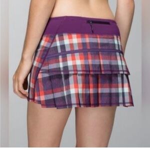 Lululemon Run Pace Setter Skirt 10 Wheezy Check Multi Heathered Berry Yum Yum